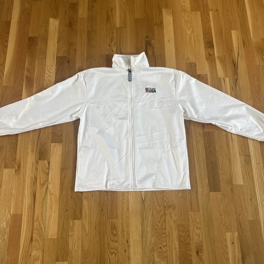 United States Olympic Committee Jacket‎ Team USA White 2-Pocket Zip Front Sz XL